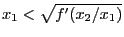 $ x_1<\sqrt{f^\prime(x_2/x_1)}$