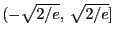 $ (-\sqrt{2/e},\,\sqrt{2/e}]$