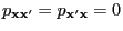 $ p_{{\mathbf{x}}{\mathbf{x}}^\prime}=p_{{\mathbf{x}}^\prime{\mathbf{x}}}=0$