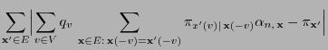 $\displaystyle \sum\limits_{{\mathbf{x}}^\prime\in
E}\Bigl\vert\sum\limits_{v\in...
...{\mathbf{x}}(-v)}\alpha_{n,\,{\mathbf{x}}}
-\pi_{{\mathbf{x}}^\prime}\Bigr\vert$