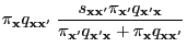 $\displaystyle \pi_{\mathbf{x}}
q_{{\mathbf{x}}{\mathbf{x}}^\prime}\;\frac{s_{{\...
...f{x}}^\prime{\mathbf{x}}}+
\pi_{\mathbf{x}}q_{{\mathbf{x}}{\mathbf{x}}^\prime}}$