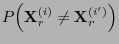 $\displaystyle P\Bigl({\mathbf{X}}_r^{(i)}\not={\mathbf{X}}_r^{(i^\prime)}\Bigl)$