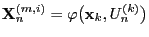 $\displaystyle {\mathbf{X}}_n^{(m,i)}=\varphi\bigl({\mathbf{x}}_k,U^{(k)}_n\bigr)$