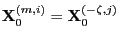 $ {\mathbf{X}}_0^{(m,i)}={\mathbf{X}}_0^{(-\zeta,j)}$