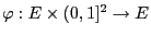 $ \varphi:E\times(0,1]^2\to E$