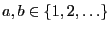 $ a,b\in\{1,2,\ldots\}$