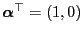 $ {\boldsymbol{\alpha}}^\top=(1,0)$