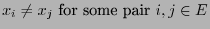 $ \mbox{$x_i\not=x_j$\ for some pair $i,j\in E$}$