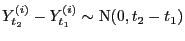 $ Y^{(i)}_{t_2}-Y^{(i)}_{t_1}\sim {\rm N}(0,t_2-t_1)$