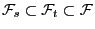 $ \mathcal{F}_s\subset\mathcal{F}_t\subset\mathcal{F}$