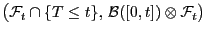 $ \bigl(\mathcal{F}_t\cap\{T\le
t\}, \mathcal{B}([0,t])\otimes\mathcal{F}_t\bigr)$