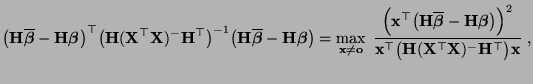 $\displaystyle \bigl({\mathbf{H}}\overline{\boldsymbol{\beta}}-{\mathbf{H}}{\bol...
...f{H}}({\mathbf{X}}^\top{\mathbf{X}})^-{\mathbf{H}}^\top\bigr){\mathbf{x}}}\;,
$