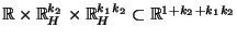 $ \mathbb{R}\times\mathbb{R}^{k_2}_H\times\mathbb{R}^{k_1k_2}_H\subset\mathbb{R}^{1+k_2+k_1k_2}$