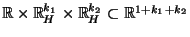 $ \mathbb{R}\times\mathbb{R}^{k_1}_H\times\mathbb{R}^{k_2}_H\subset\mathbb{R}^{1+k_1+k_2}$