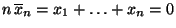 $ n\,\overline x_n=x_1+\ldots+x_n=0$