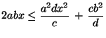 $\displaystyle 2abx\le \frac{a^2dx^2}{c}\,+\,\frac{cb^2}{d}$