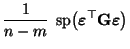 $\displaystyle \frac{1}{n-m}\;{\,{\rm sp}}\bigl({{\boldsymbol{\varepsilon }}}^\top{\mathbf{G}}{\boldsymbol{\varepsilon }}\bigr)$