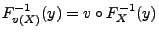 $ F^{-1}_{v(X)}(y)=v\circ F^{-1}_X(y)$