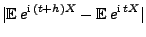 $\displaystyle \vert{\mathbb{E}\,}e^{{\rm i}\,(t+h)X}-{\mathbb{E}\,}e^{{\rm i}\,
tX}\vert$