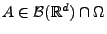 $ A\in\mathcal{B}(\mathbb{R}^d)\cap\Omega$