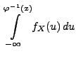 $\displaystyle \int\limits_{-\infty}^{\varphi^{-1}(x)} f_X(u)\,du$