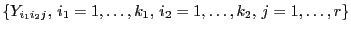 $ \{Y_{i_1i_2j}, 
i_1=1,\ldots,k_1, i_2=1,\ldots,k_2,  j=1,\ldots,r\}$