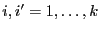 $ i,i^\prime=1,\ldots,k$
