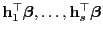 $ {\mathbf{h}}_1^\top{\boldsymbol{\beta}},\ldots,{\mathbf{h}}_s^\top{\boldsymbol{\beta}}$