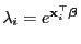 $ \lambda_i=e^{{\mathbf{x}}_i^\top{\boldsymbol{\beta}}}$