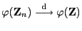 $ \varphi({\mathbf{Z}}_n)\stackrel{{\rm d}}{\longrightarrow}\varphi({\mathbf{Z}})$