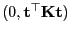 $ (0,{\mathbf{t}}^\top{\mathbf{K}}{\mathbf{t}})$