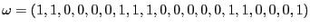 $\displaystyle \omega=(1,1,0,0,0,0,1,1,1,0,0,0,0,0,1,1,0,0,0,1)$
