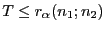$ T\le
r_\alpha(n_1;n_2)$