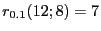 $ r_{0.1}(12;8)=7$