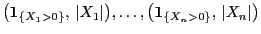 $ \bigl({\bf 1}_{\{X_1>0\}}, \vert X_1\vert\bigr),\ldots,\bigl({\bf 1}_{\{X_n>0\}}, \vert X_n\vert\bigr)$