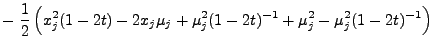 $\displaystyle -\;\frac{1}{2} \Bigl(x_j^2(1-2t)-2x_j\mu_j
+\mu_j^2(1-2t)^{-1}+\mu_j^2-\mu_j^2(1-2t)^{-1}\Bigr)$