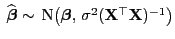 $ \;
\widehat{\boldsymbol{\beta}}\sim {\rm N}\bigl({\boldsymbol{\beta}}, \sigma^2({\mathbf{X}}^\top{\mathbf{X}})^{-1}\bigr)$